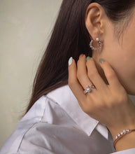 Load image into Gallery viewer, MADEMOISELLE RHINESTONED HOOP EARRING