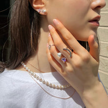 Load image into Gallery viewer, HEART PEARL SMILE PLAIN RING