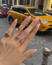 Load image into Gallery viewer, EVELYN 2 FLOWER SQ STONE OPEN RING