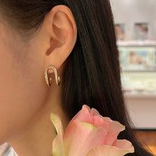 Load image into Gallery viewer, 'U' LINE PAVE EARRING