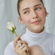 Load image into Gallery viewer, DARCEY 1 & 2 HOOP PEARL DANGLE EARRING