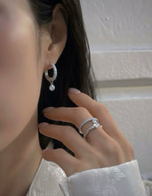 Load image into Gallery viewer, MINETTE 2 STONE PAVE HOOP EARRING