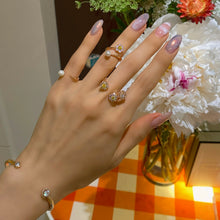 Load image into Gallery viewer, EVELINA MULTI-FLOWER STONE OPEN RING