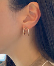 Load image into Gallery viewer, 'U' LINE PAVE EARRING