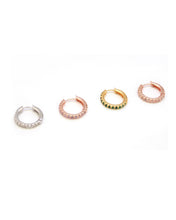 Load image into Gallery viewer, MINETTE 2 STONE PAVE HOOP EARRING