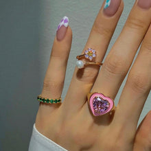 Load image into Gallery viewer, PEPE 2 HEART STONE ENAMEL RING