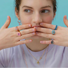 Load image into Gallery viewer, PEPE 2 HEART STONE ENAMEL RING