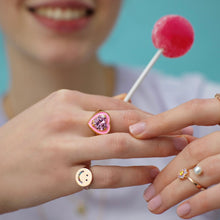 Load image into Gallery viewer, PEPE 2 HEART STONE ENAMEL RING