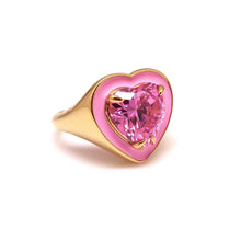 Load image into Gallery viewer, PEPE 2 HEART STONE ENAMEL RING