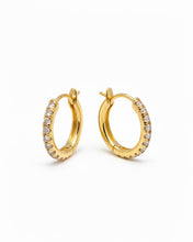 Load image into Gallery viewer, MINETTE ESSENTIAL PAVE HOOP EARRING