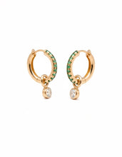 Load image into Gallery viewer, MINETTE 2 STONE PAVE HOOP EARRING