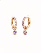 Load image into Gallery viewer, MINETTE 2 STONE PAVE HOOP EARRING