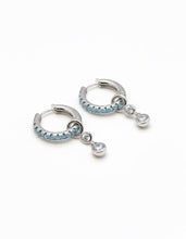 Load image into Gallery viewer, MINETTE 3 DUO STONE PAVE HOOP EARRING
