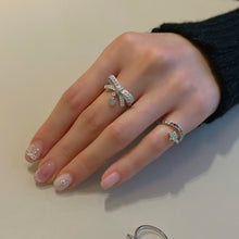 Load image into Gallery viewer, ODILIE 1 PAVE BOW DANGLE RING