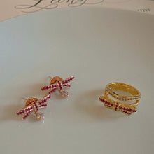 Load image into Gallery viewer, ODILIE PAVE BOW STONE EARRING