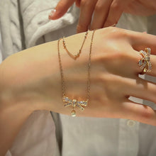 Load image into Gallery viewer, ODETTE PAVE BOW DBL CHAIN NECKLACE