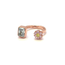 Load image into Gallery viewer, EVELYN 2 FLOWER SQ STONE OPEN RING