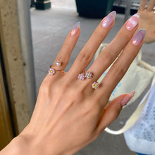 Load image into Gallery viewer, EVELINA MULTI-FLOWER STONE OPEN RING