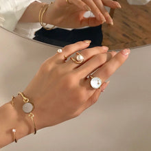 Load image into Gallery viewer, B-BLOCK TWO STONE INLAY SWIVEL BANGLE