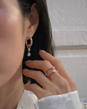 Load image into Gallery viewer, MINETTE 3 DUO STONE PAVE HOOP EARRING