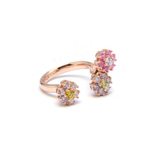 Load image into Gallery viewer, EVELINA MULTI-FLOWER STONE OPEN RING