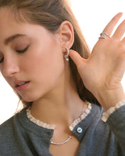 Load image into Gallery viewer, MINETTE 2 STONE PAVE HOOP EARRING