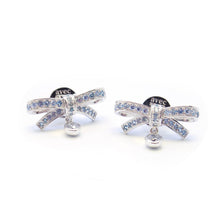 Load image into Gallery viewer, ODILIE PAVE BOW STONE EARRING
