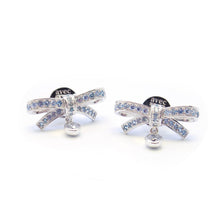 Load image into Gallery viewer, ODILIE PAVE BOW STONE EARRING