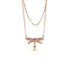 Load image into Gallery viewer, ODETTE PAVE BOW DBL CHAIN NECKLACE
