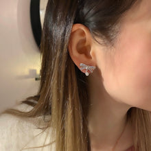 Load image into Gallery viewer, ODILIE PAVE BOW STONE EARRING