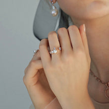 Load image into Gallery viewer, MADEMOISELLE 3 PEARL PAVED RING