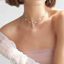 Load image into Gallery viewer, CECILLIA PEARL STONE DBL CHOKER NECKLACE