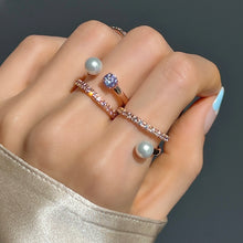 Load image into Gallery viewer, VERA 2 PEARL PAVED RING
