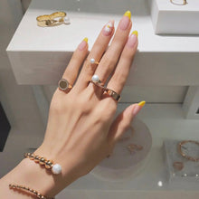 Load image into Gallery viewer, YVETTE TWISTED PEARL/PLAIN DBL FINGER RING