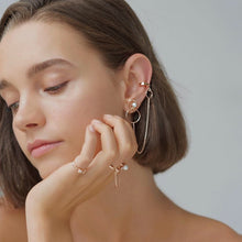 Load image into Gallery viewer, WILLOW DBL HOOP CHAIN EARRING W/ EAR CUFF