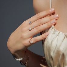 Load image into Gallery viewer, CAROLIN 2 ROUND PAVED PEARL RING