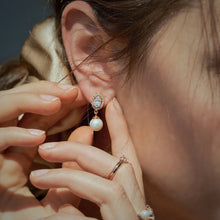 Load image into Gallery viewer, CAMBELL PAVED OVAL PEARL EARRING