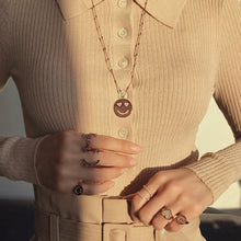 Load image into Gallery viewer, LARGE HEART EYED SMILE LONG NECKLACE
