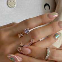 Load image into Gallery viewer, X HEART STONE SMILE PAVE RING