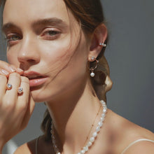 Load image into Gallery viewer, JADE OVAL STONE PEARLHOOP EARRING