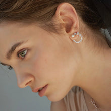 Load image into Gallery viewer, MADEMOISELLE RHINESTONED HOOP EARRING