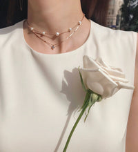 Load image into Gallery viewer, CECILLIA PEARL STONE DBL CHOKER NECKLACE