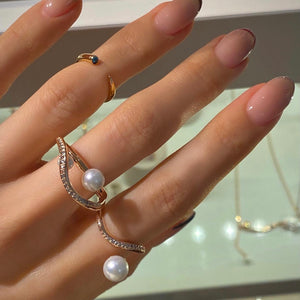 GUILD WAVE PEARL PAVED RING