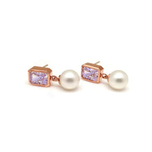 Load image into Gallery viewer, JACQUE SQ STONE PEARL EARRING