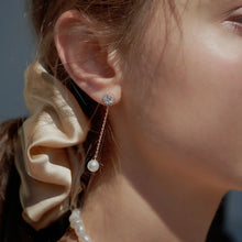 Load image into Gallery viewer, JOSEPHINE PAVED CIRCLE PEARL EARRING