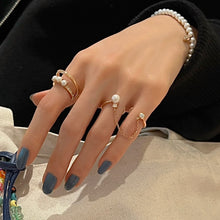 Load image into Gallery viewer, CARMINE 2 PEARL DBL ROW PAVED RING