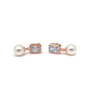 JACQUE SQ STONE PEARL EARRING