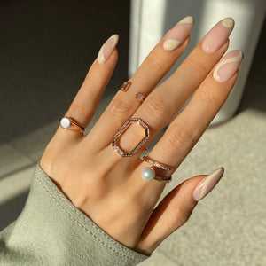 HEXAGON ALL PAVE NINE RING