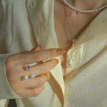 Load image into Gallery viewer, CAROLIN OVAL PAVED PEARL RING