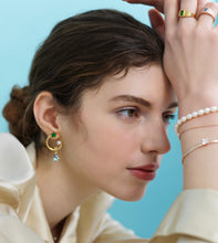 Load image into Gallery viewer, VITTO PEARL STONE HOOP EARRING